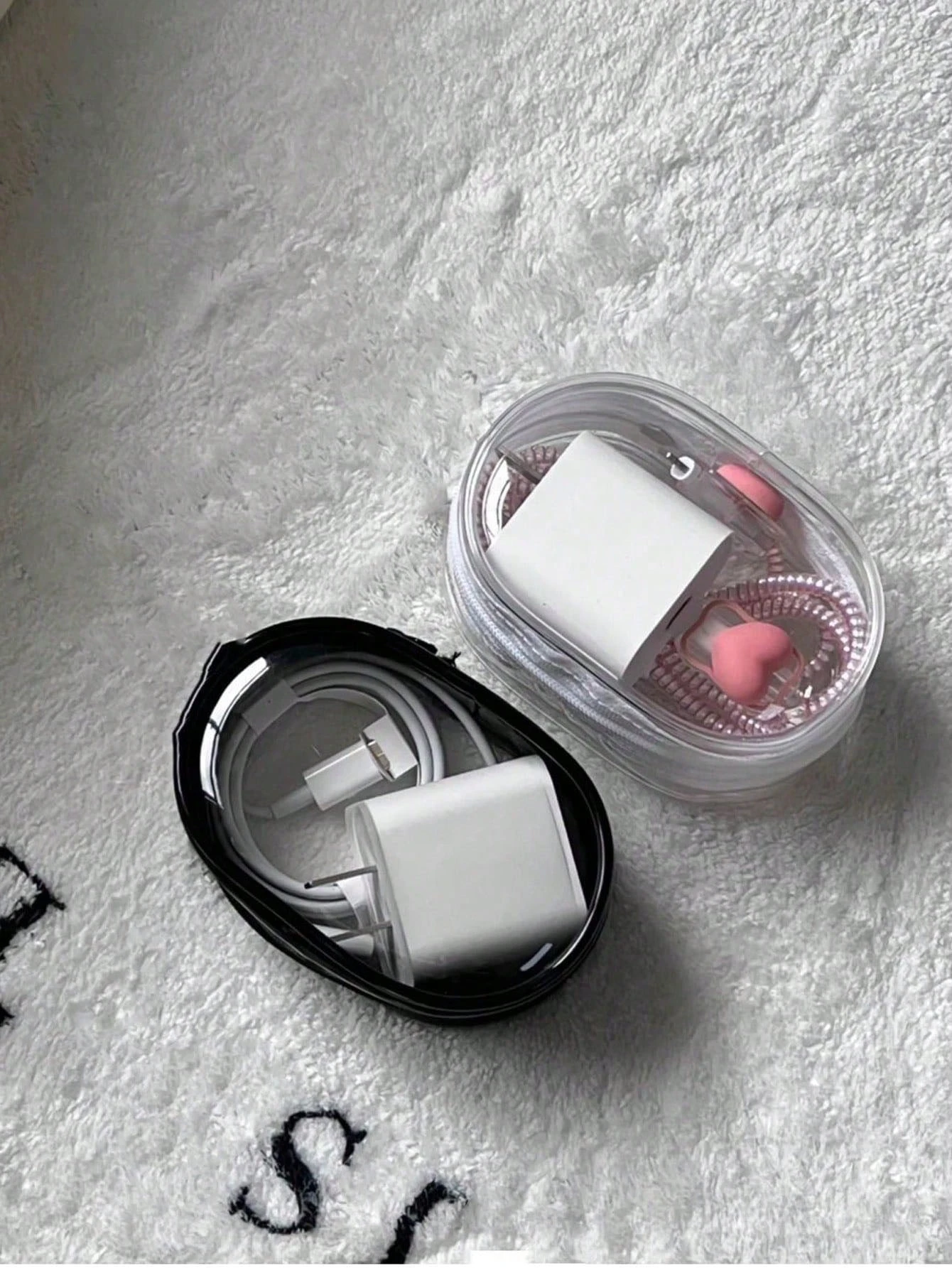 1/2pcs Portable Transparent Zipper Storage Bag, Data Cable Organizer Bag, PVC Charger Line Storage Pouch, Multi-Function Earphon
