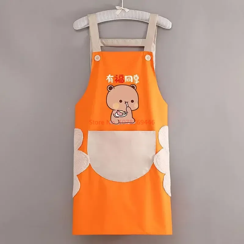 2024 Bubu And Dudu Printing Apron Home Hotel Hotel Kitchen Waterproof Oil Proof Apron Wipeable Hand Apron Kawaii