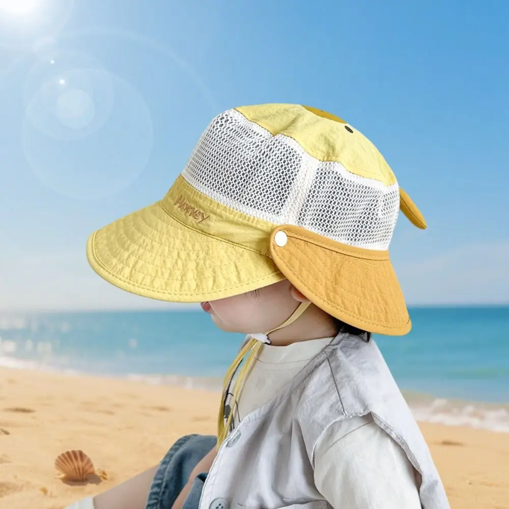 

Quick-dry Cartoon Animal Bucket Hat Mesh Letter Embroidery Summer Sunhat Anti-UV Sun Hat Shading Hat Children's Fisherman Hat