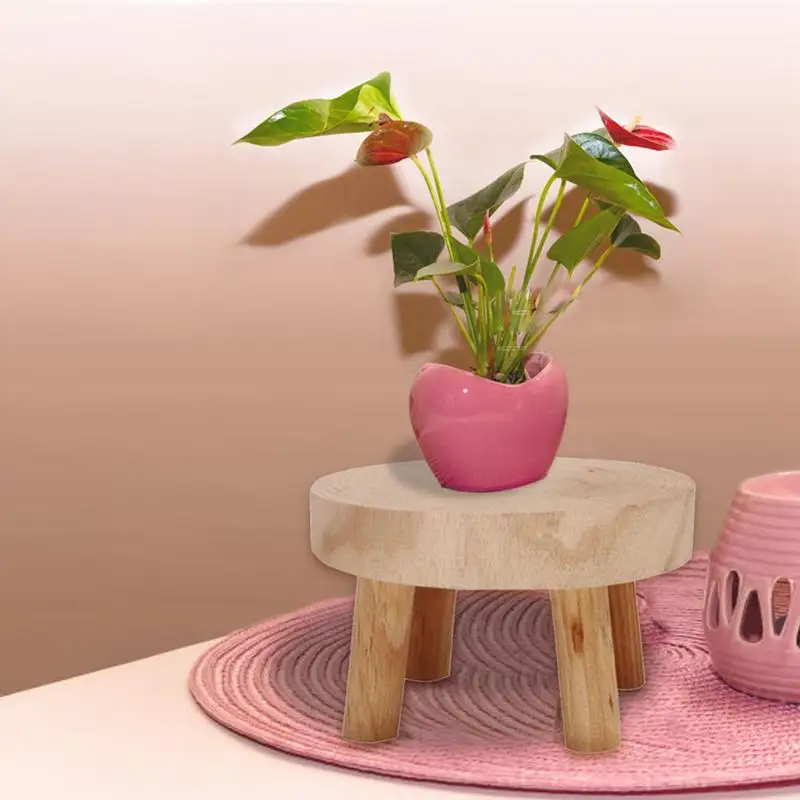 Garden Flower Pot Stand Wooden Plant Stand Flower Pot Base Holder Stool For Gardening Interior Decoration Living Room