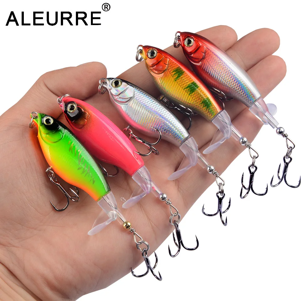 1PCS Whopper Plopper 7cm 6g Floating Fishing Lure Artificial Hard Bait Plopper Soft Rotating Tail Fishing Tackle Fishing Bait