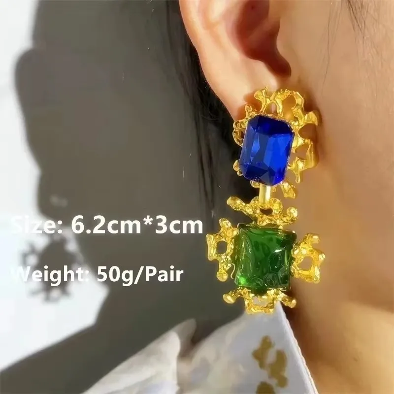 Vintage Big Metal Drop Earrings Waterdrop Pearl Rhinestone Long Dangle Earring for Women Jewelry 2024 New Elegance Gifts ..