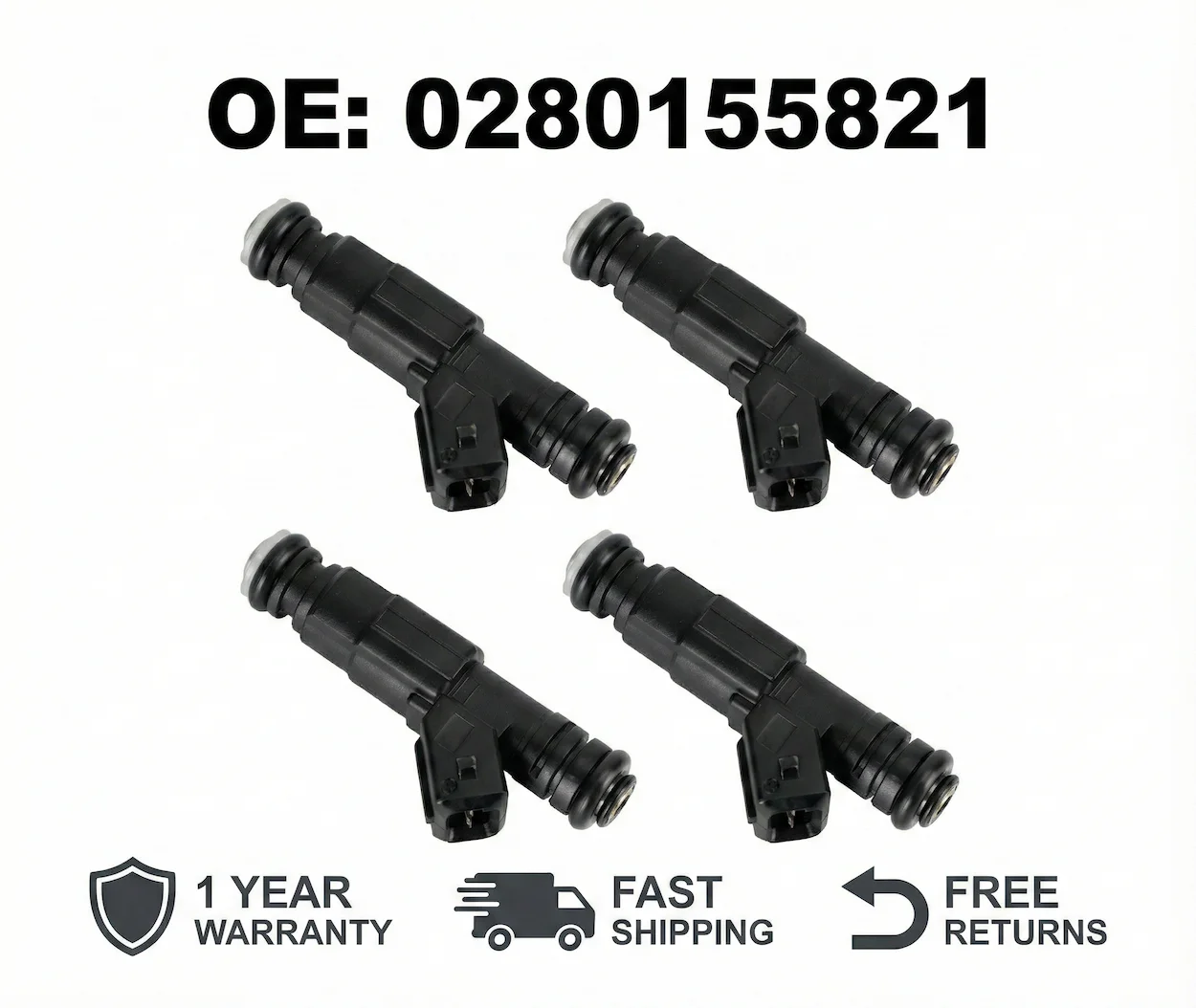 

4Pcs Brand New Auto Fuel Injectors 0280155821 For Mercedes W202 C230 R170 SLK230 Kompressor Engine Injection Nozzle Valve Kit