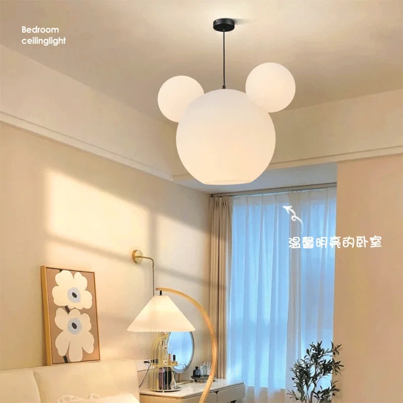 Nordic Light Luxury Modern Minimalist Mickey Cartoon Room Home Decoration Chandelier Children\'s Room Girl Boy Bedroom Lamp