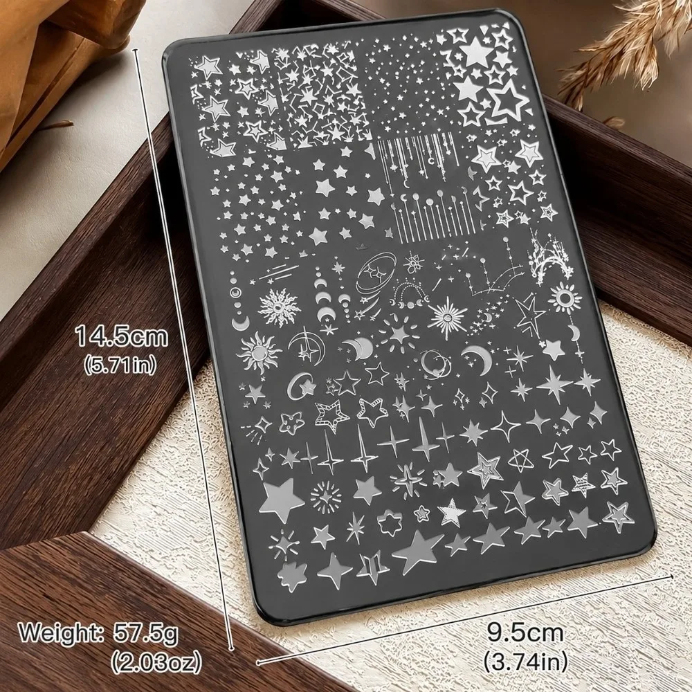 Star Moon Nail Stamping Plates Polka Dot Rectangle Shape Silicone Stamp Printing Template 3D Texture Metal Nail Transfer Tool