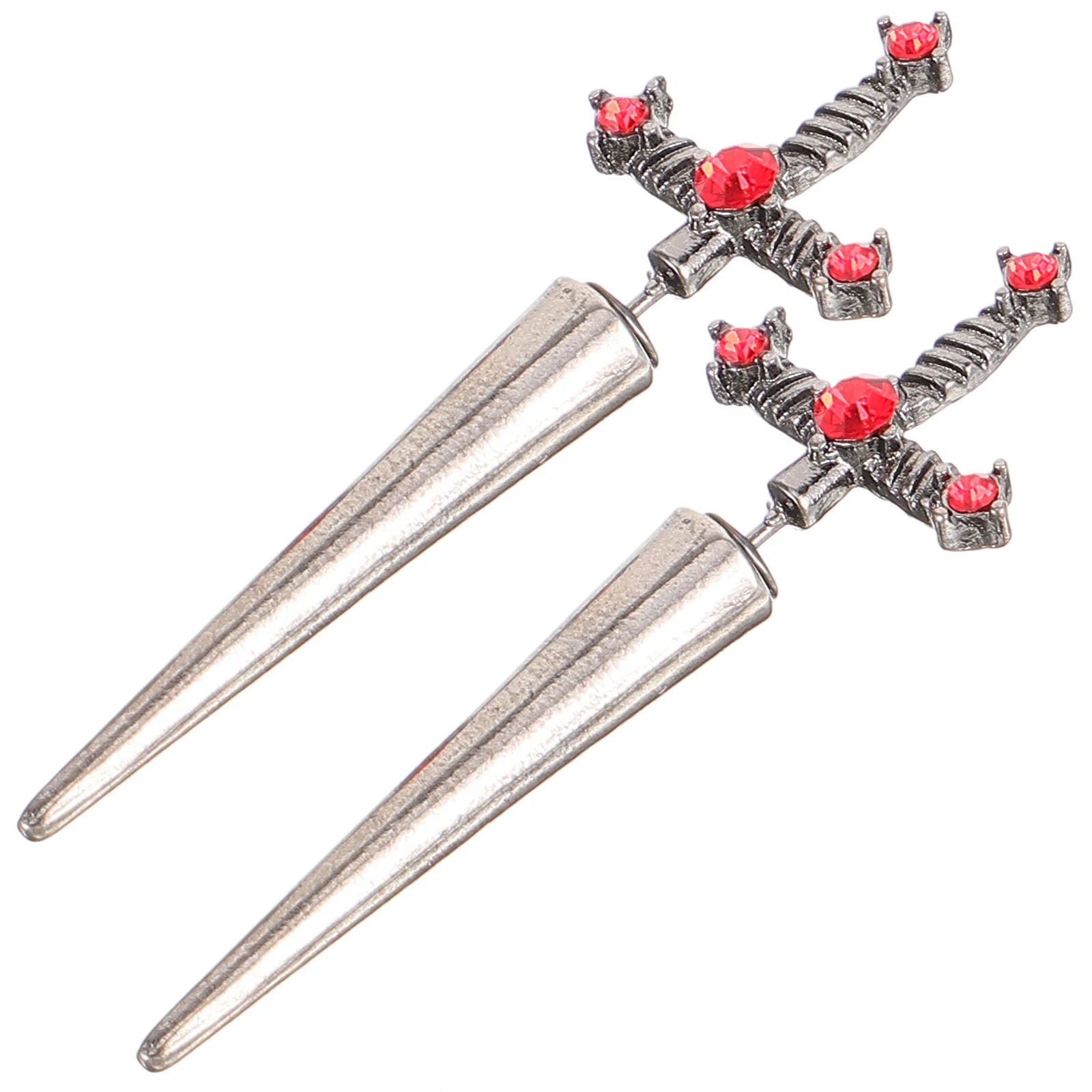 

1 Pair Rhinestone Sword Stud Earrings Dangle Drop Fashion Costume Jewelry For Women Goths Halloween Party Gift