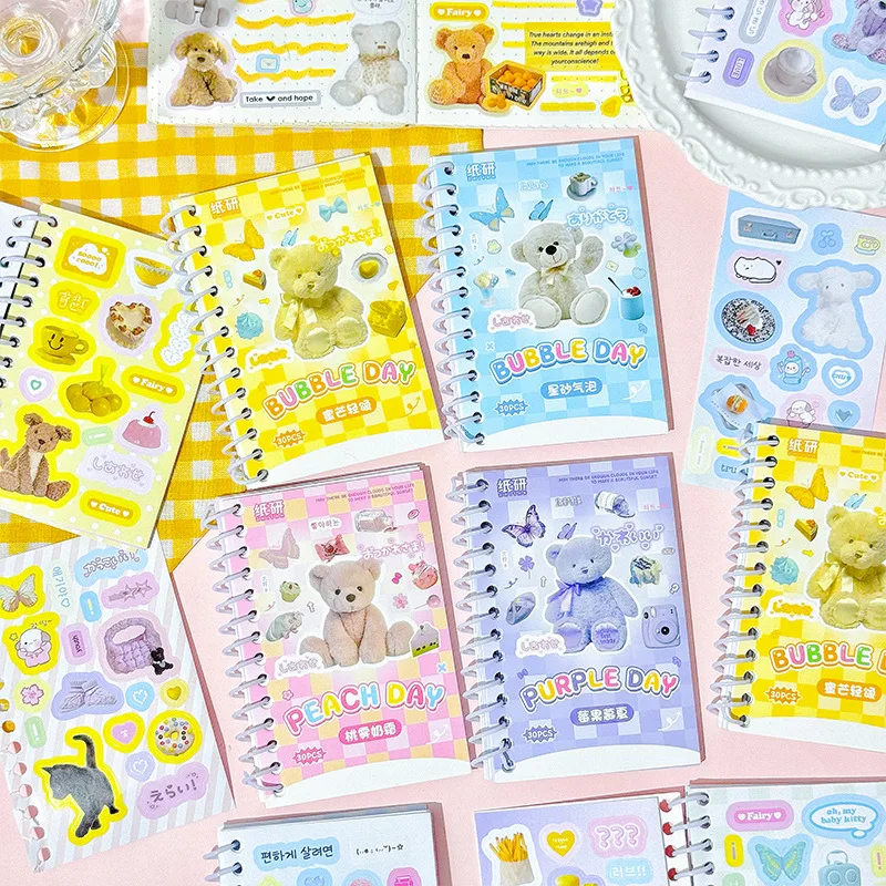 

Милая мультяшная коллекция животных, книжная наклейка для девочек, кавайный щенок, медведь, десертная серия, скрапбук, журнал, наклейка, сделай сам, декор, наклейка
