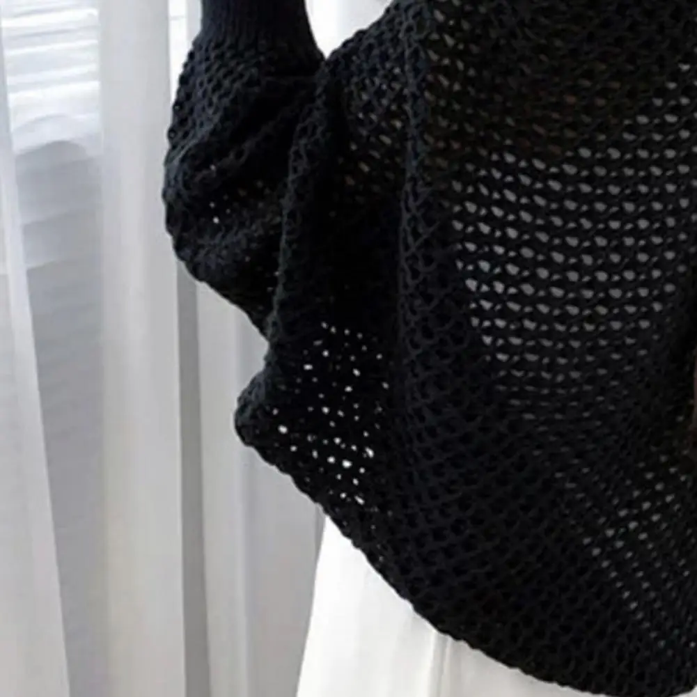 Women Shrug Cardigan Women’s Hollow Design Cardigan Open Front Crochet Shrug Long Sleeve Knit Cover Up Breathable Shawl Coat