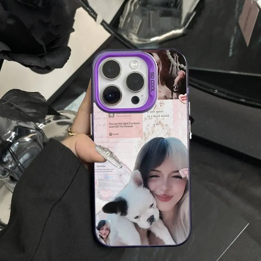 حافظة هاتف لطيفة M-Melanie M-Martinez لهاتف iPhone 16,15,14,17,13,12,11,XS,Mini,Pro,SE,MAX غطاء سيليكون أرجواني غير لامع