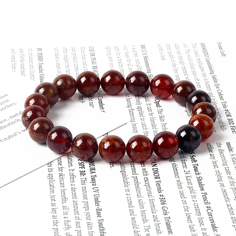 Reiki Orange Garnet Beads Bracelet Men Energy Natural Stone Blood Circulation Bracelets for Women Regulating Hormones Jewelry