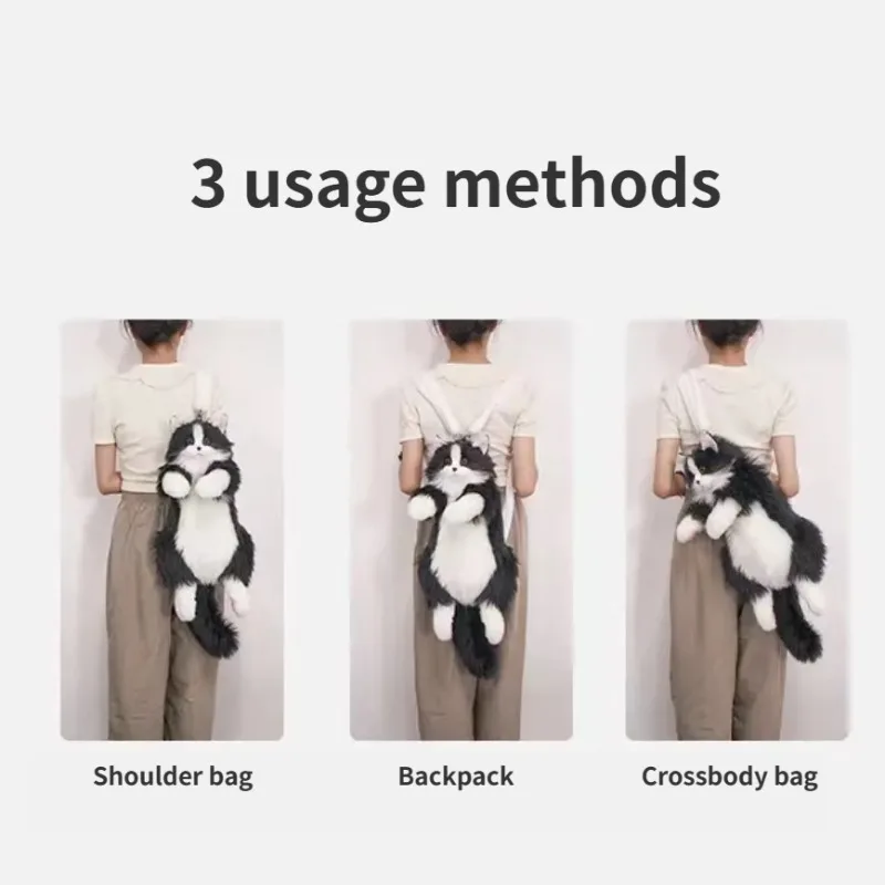 2023 New Simulated Animal Cat Cute Doll Backpack Single Shoulder Bag Messenger Bag Plush Doll Fashion Backpack for Women