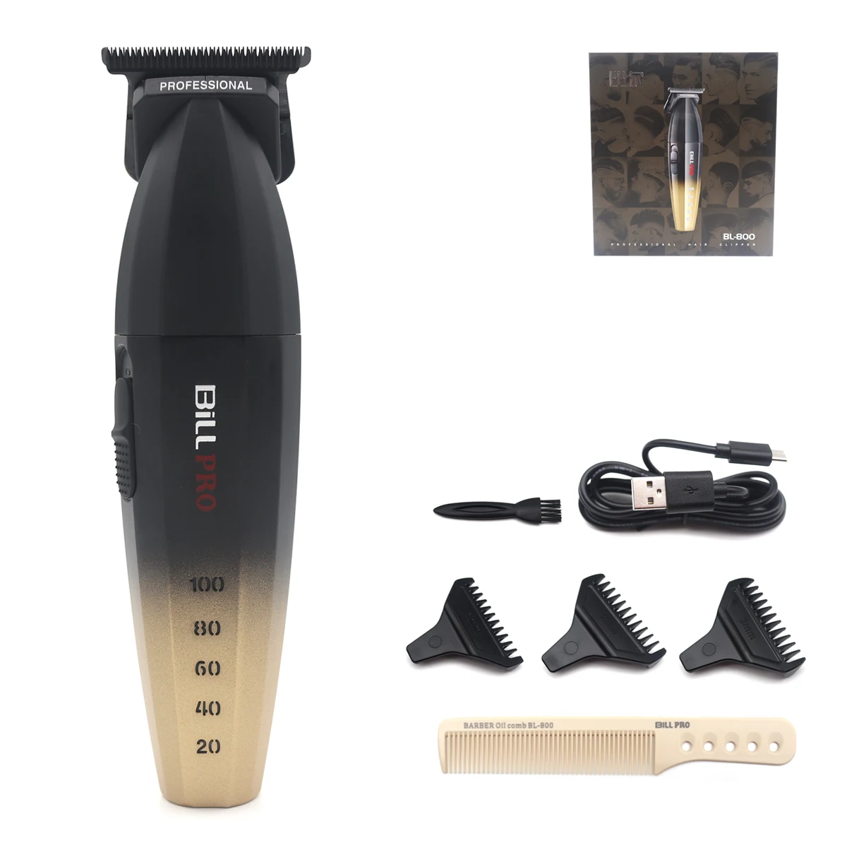 

Professional Trimmer Hair Cutting Machine BILL 800 with DLC Coated Blades 2 Speed 0mm T-Shaped Head 8000 RPM High Rotations