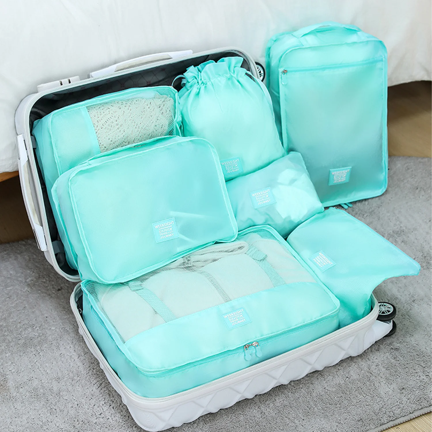 6pcs Large Capacity Travel Storage Bag Set Clothes Sorting Organizer Suitcase Pouch Case Shoes Packing Cube Luggage Versatile