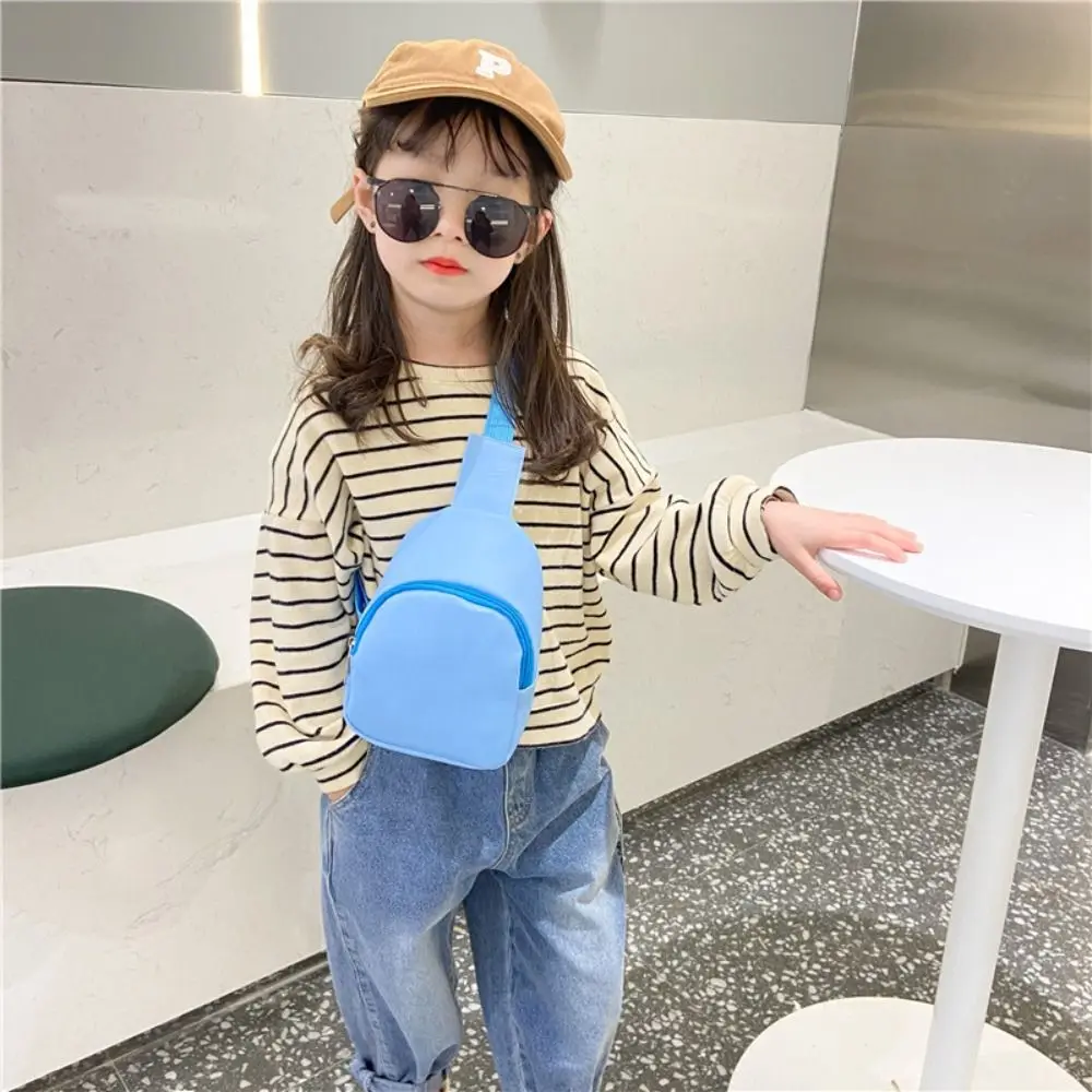 Cute Solid Color Children's Chest Bag Nylon Casual Crossbody Shoulder Bag Waist Storage Pouch Children