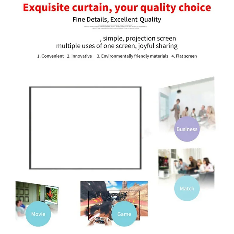 Y14APortable Projector Screen for Home Theater Outdoor HD White Foldable Anti-Crease (72Inch)