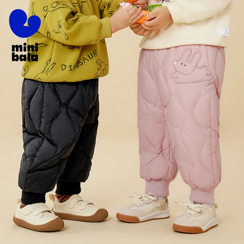 

Mini Bala Down Pants Kids 2025 Winter High Waist Windproof Warm Trousers for Baby Boys and Girls