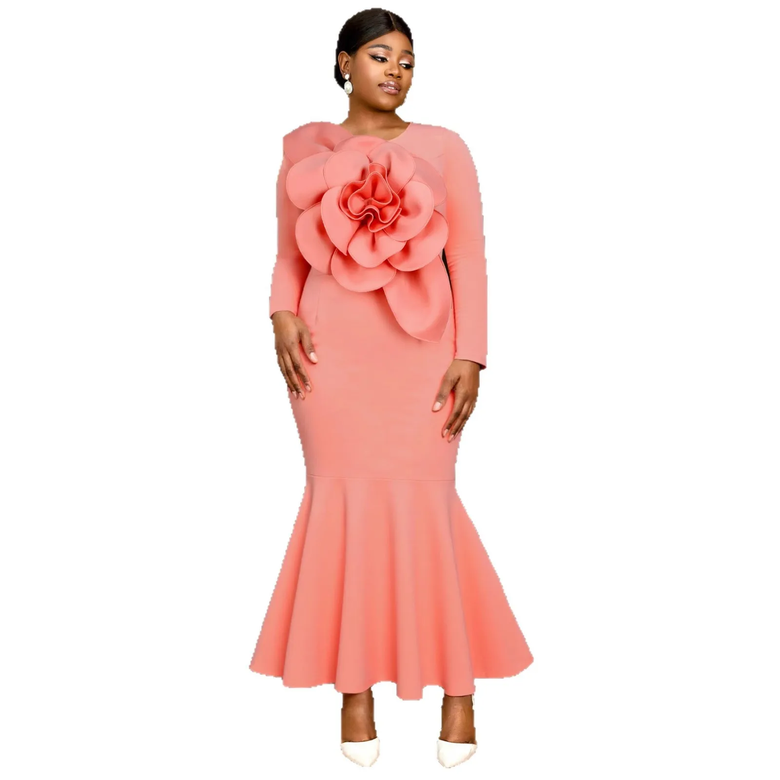 

Dashiki African Dresses for Women Elegant Autumn Elegant African Long Sleeve O-neck Plus Size Maxi Dress Gowns Africa Clothing