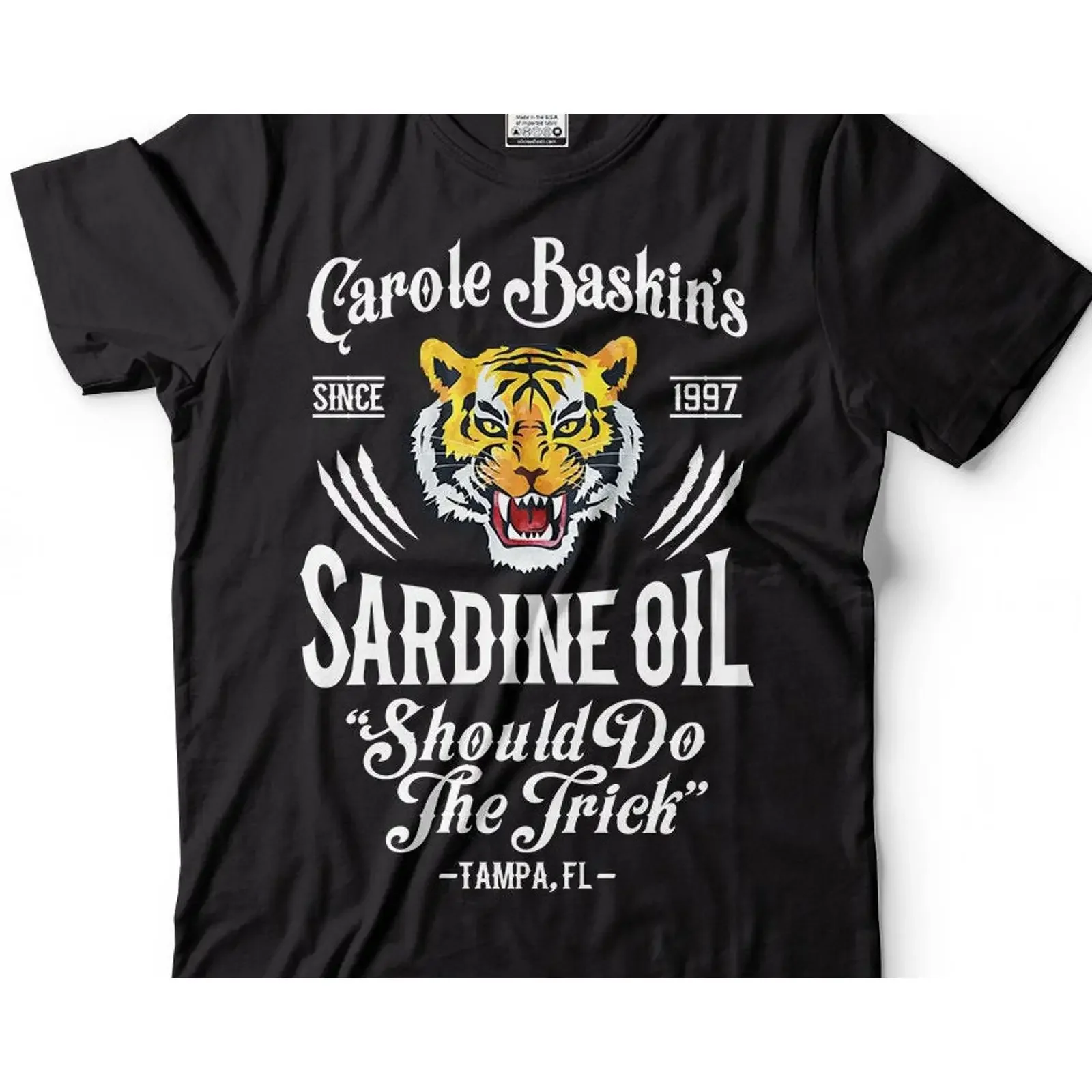 Baskins Sardine Oil Should Do The Trick Carole Tiger King Joe Exotic Zoo Keeper T Shirt vintage Washed designer clothes graphic