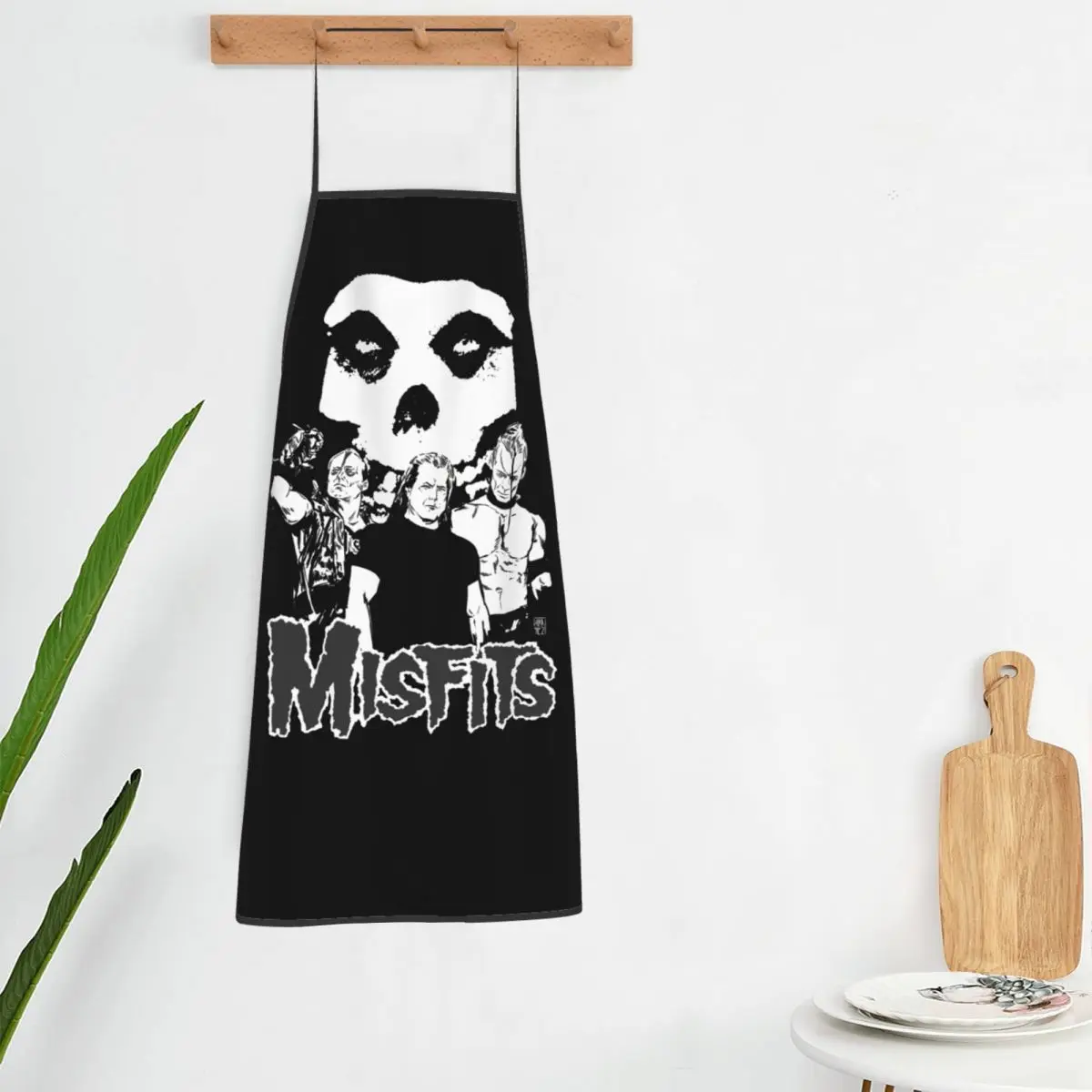 Custom Bib Heavy Metal M-Misfitsed Skull Apron for Men Women Adult Chef Cooking Kitchen Rock Punk Band Tablier Cuisine Painting