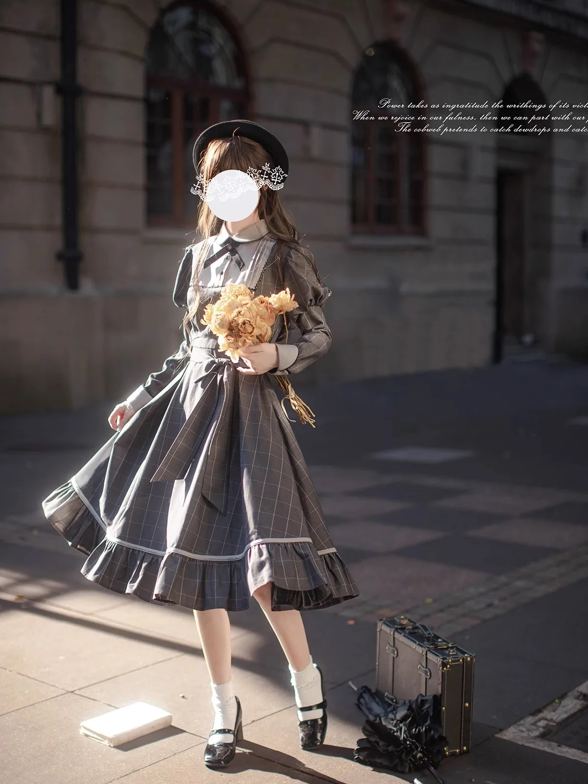 

Ореховый JK, оригинальная клетчатая женская одежда в стиле ретро с застежкой на талии Dr Ele ey School Sle Lolita, весна 2021, полиэстер