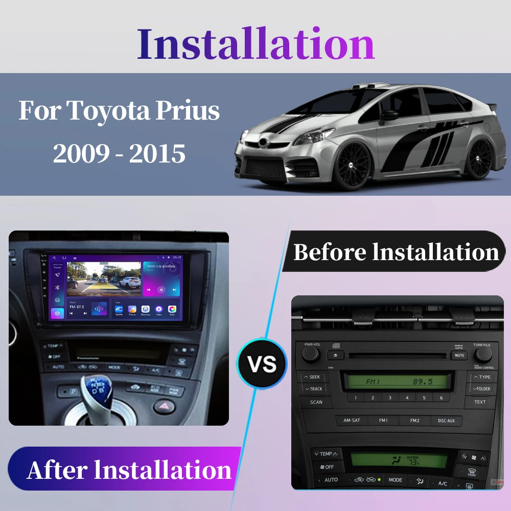 For Toyota Prius XW30 2009 - 2015 Car Radio Android Multimedia Video Player GPS Navigation Carplay Touch Screen DSP Auto Stereo