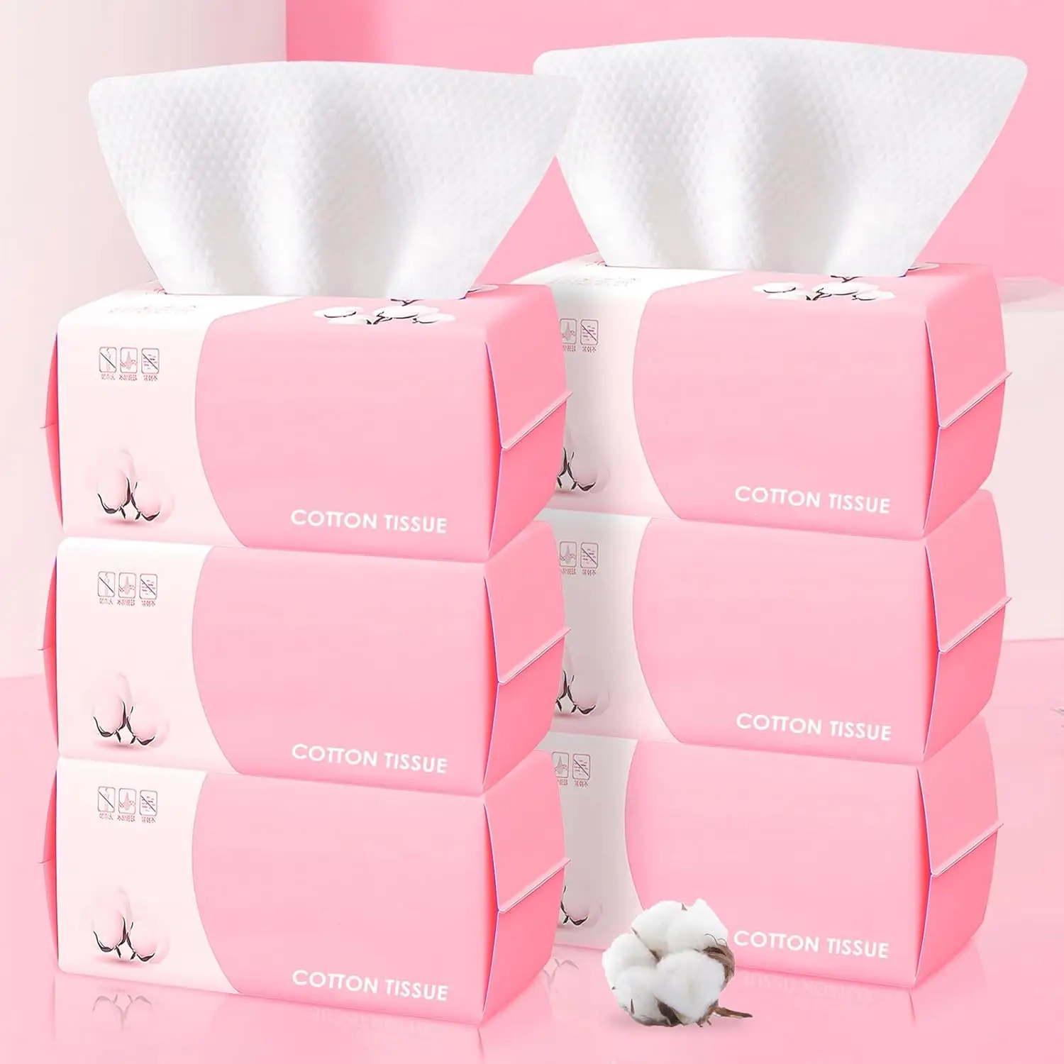 

Disposable Face Towels 100 Count Soft Cotton Wipes for Cleansing Skincare Makeup Remover 6 Pack