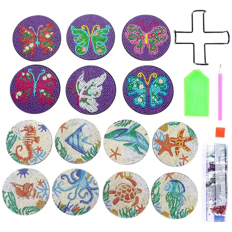 Diamond DIY Painting Coasters Durable DIY Mandala Coasters Kits With Holder Art Craft Supplies For Beginners