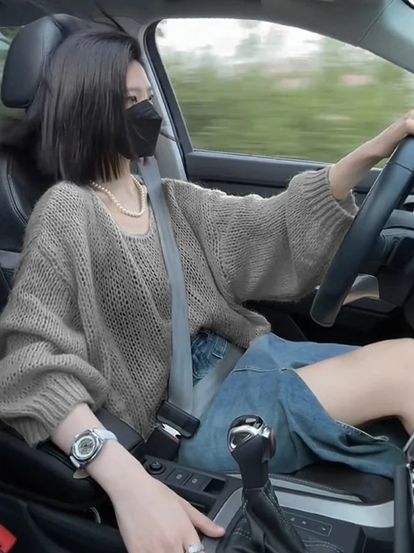 Losse gebreide damestrui Comfortabel Oversize Crew Ne Zacht Gezellig Koreaans Japans Sle No Tag Casual top voor de herfst