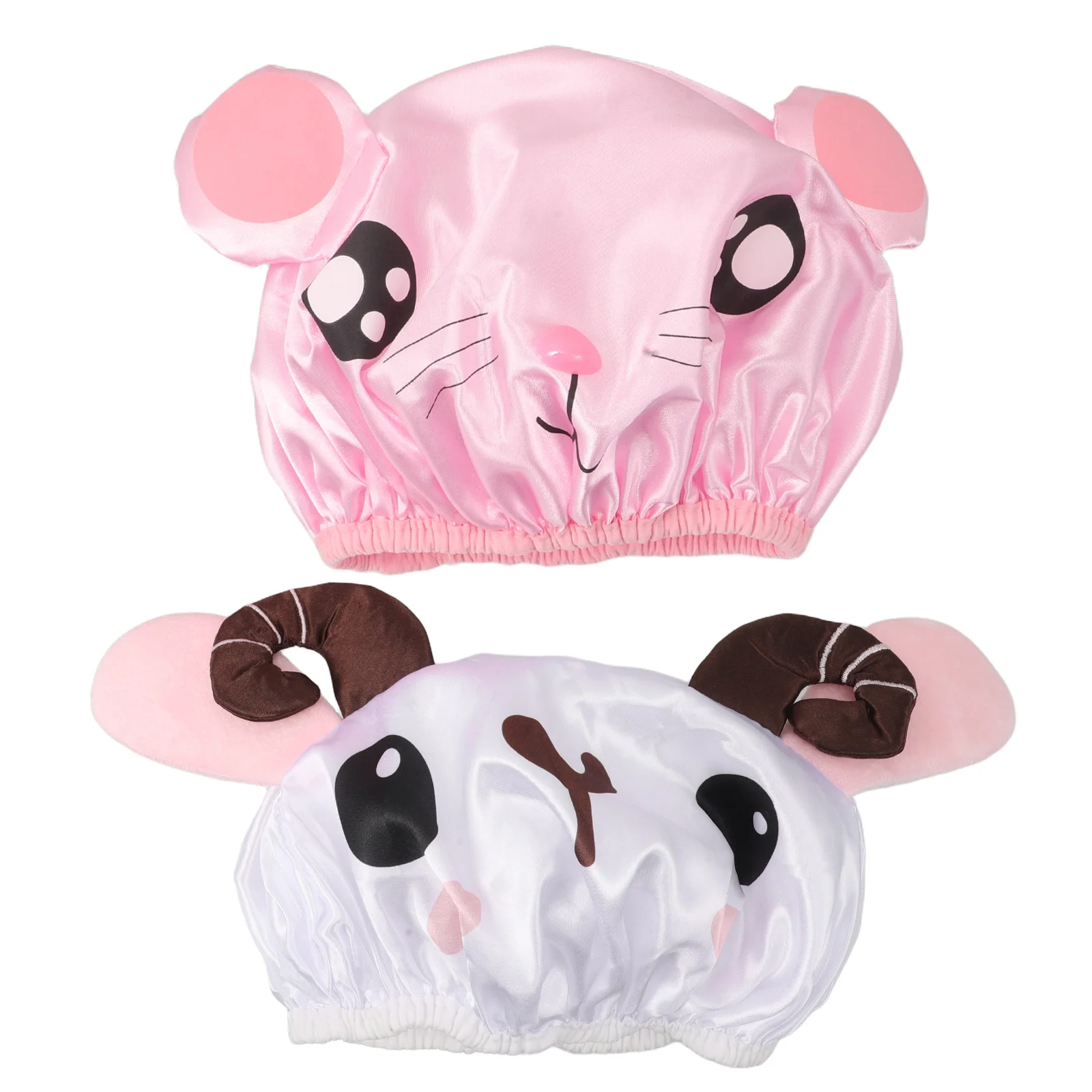 

2 pcs Children'S Shower Cap Double Layer Waterproof Thickened Reusable Bath Hat For Kids Cute Cartoon Elastic Fit Baby Hair