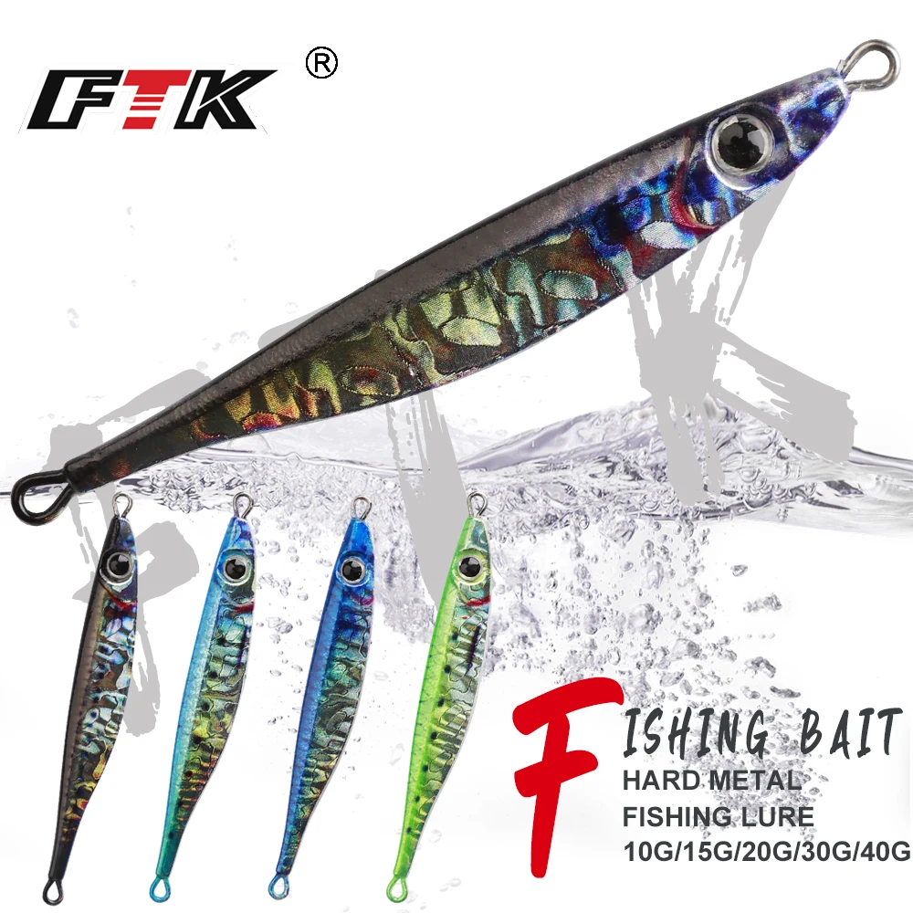 

FTK Metal Jig Fishing Lure 1PCS 10g-40g Trolling Hard Bait Bass Fishing Bait Tackle Trout Jigging Lure Jigs Saltwater Lures