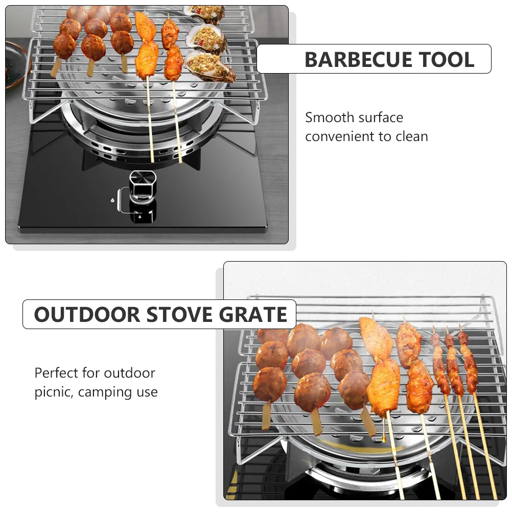 

BBQ Stove Grills Barbecue Rack Tool Portable Stainless Steel Grate Outdoor Cooking Camping Stand Roasting Racks