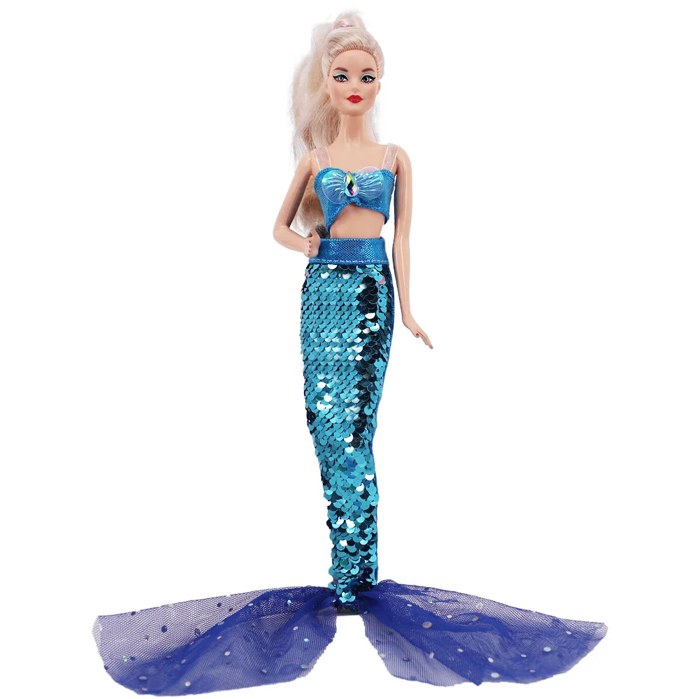 Doll Clothes Sexy Swimwear Sequin Mermaid Skirt Swimming Circle Fit Barbis&30Cm Christmas Doll Clothes Accessories Toy GirlGift