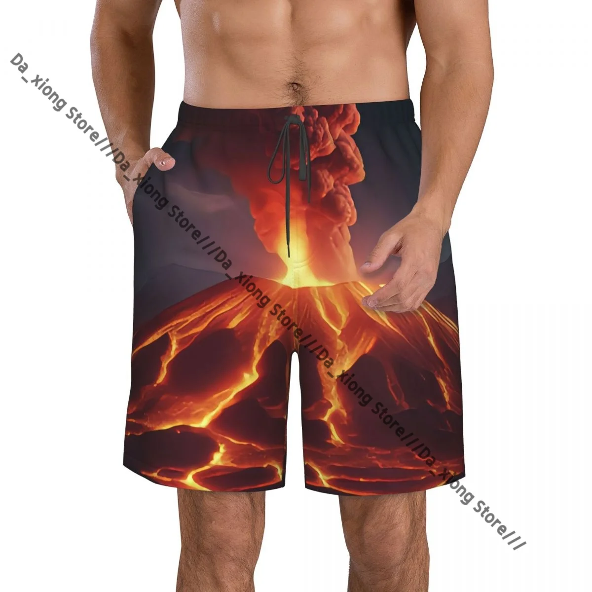 

Volcano Eruption At Night Быстросохнущие шорты для плавания для мужчин Купальники Плавки для купания Пляжная одежда