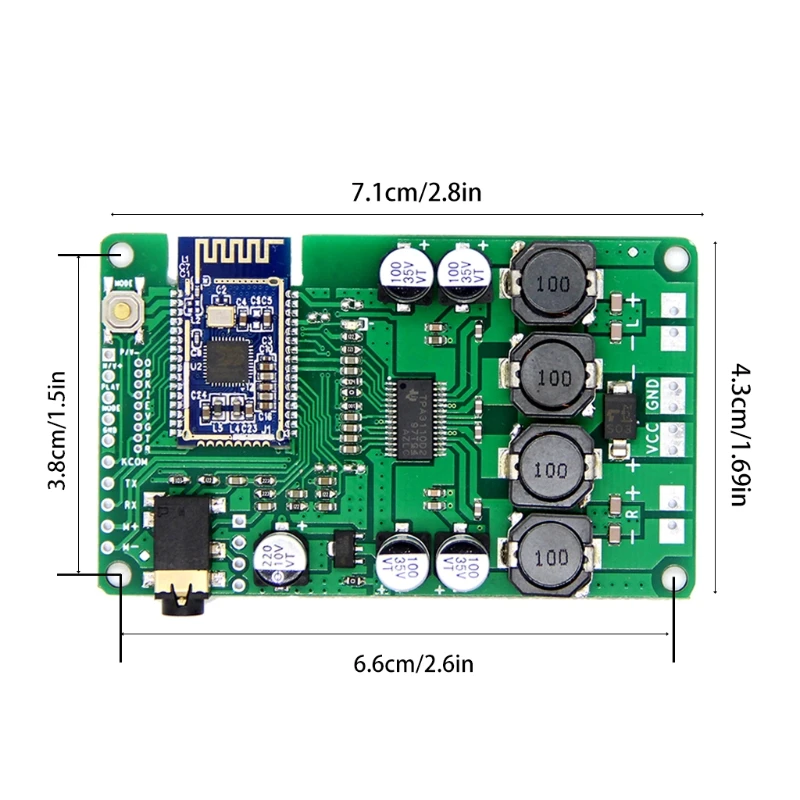 Bluetooth-compatible 5.0 Amplifier Board 20W/30W TWS AUX Support Call Serial Port To Change Name Mono Stereo Module