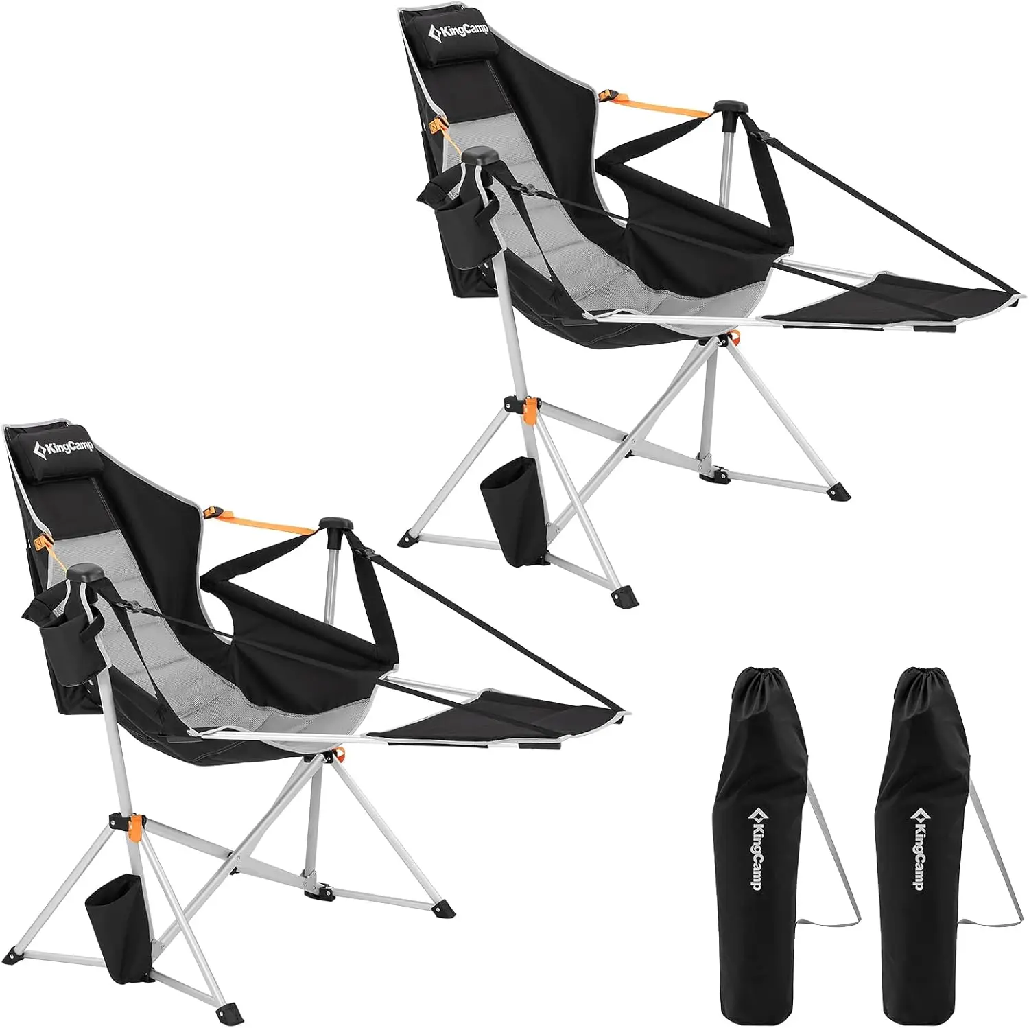 

Chair, Hammock Chair, Folding Rocking Chair, Aluminum Adjustable Back Swing with Removable Footrest Pillow Cup