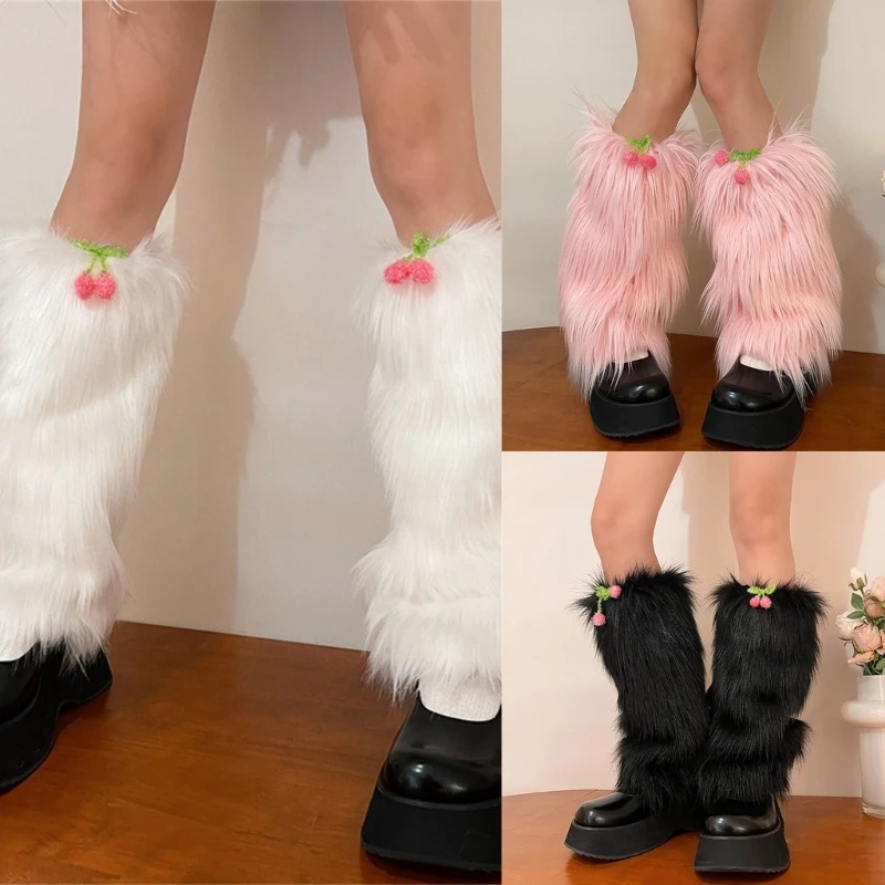 

Faux Furs Leg Warmer,Warm Soft Cozy Fuzzy Leg Warmer Boot Cuffs Cover for Women Party Costumes Boot Sleeves Boot Covers