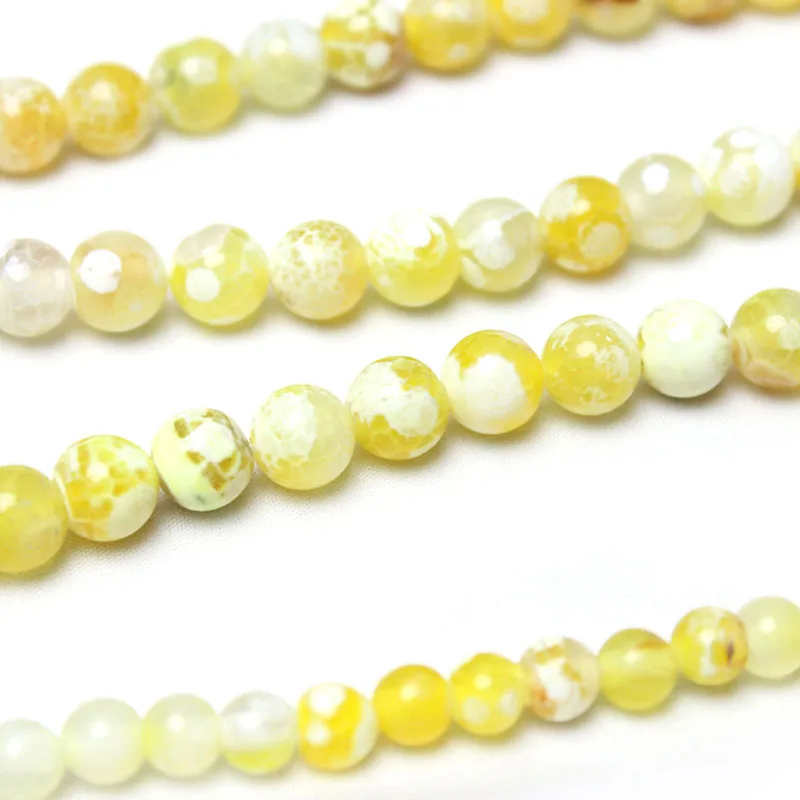 Natural Yellow Fire Agates Onyx Stone Round Loose Spacer Beads For Jewelry Making Diy Necklace Bracelet 15\