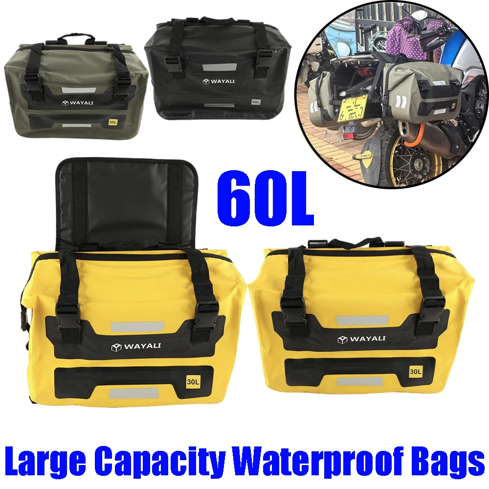 

60L Motorcycle Tail Seat Bag Saddle Bags Luggage Storage Bags Outdoor Waterproof Bag For BMW HONDA Kawasaki Suzuki Yamaha KTM