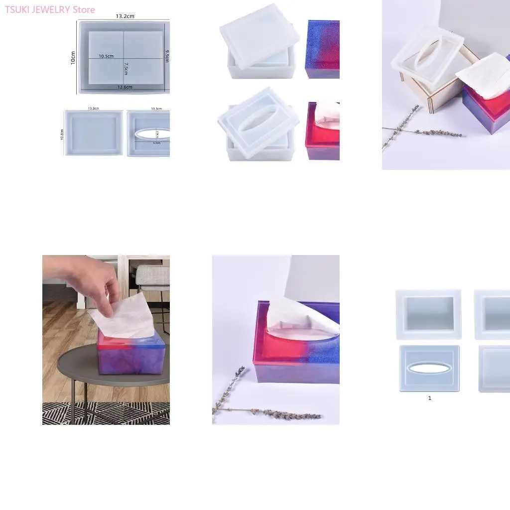 

62KE коробка для салфеток, кристаллическая форма для эпоксидной смолы, держатель для салфеток для хранения ювелирных изделий,