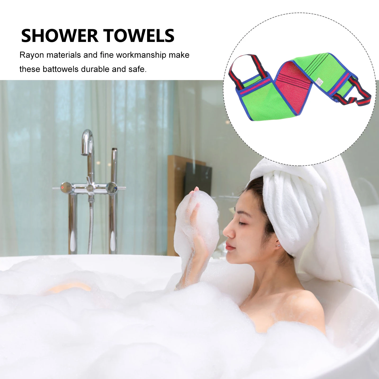 

2Pcs Long Bathing Towel Exfoliating Scrubber Body Cleaner Premium Material Soft Skin Care Shower Towel Body Cleaning Wipe