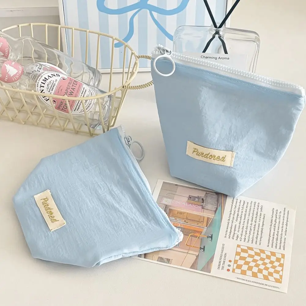 

New Sky Blue Sanitary Napkin Storage Bag Large Capacity Multifunctional Mini Coin Purse Portable Pen Bag