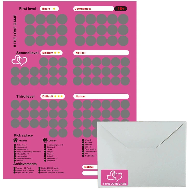 1 pezzo 100 Gioco di posizione sessuale per coppie - Poster da tavolo Love Scratch Date Night - Gioco per adulti per coppie - Giocattoli sessuali