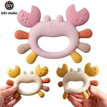 Crab Wooden Ring Silicone Baby Teether 1