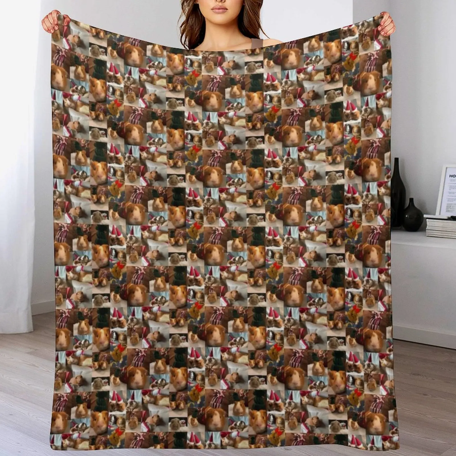 

Christmas guinea pig collage Throw Blanket Hairys Weighted valentine gift ideas manga Blankets