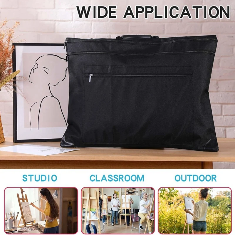 Lightweight Art Briefcase Waterproof Carrying Case With Sturdy Shoulders And Handle For Sketching,Posters And Painting-A69F