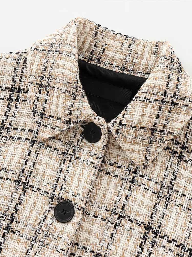 2024 European and American style autumn new Chanel style pattern long-sleeved lapel short casual jacket for women