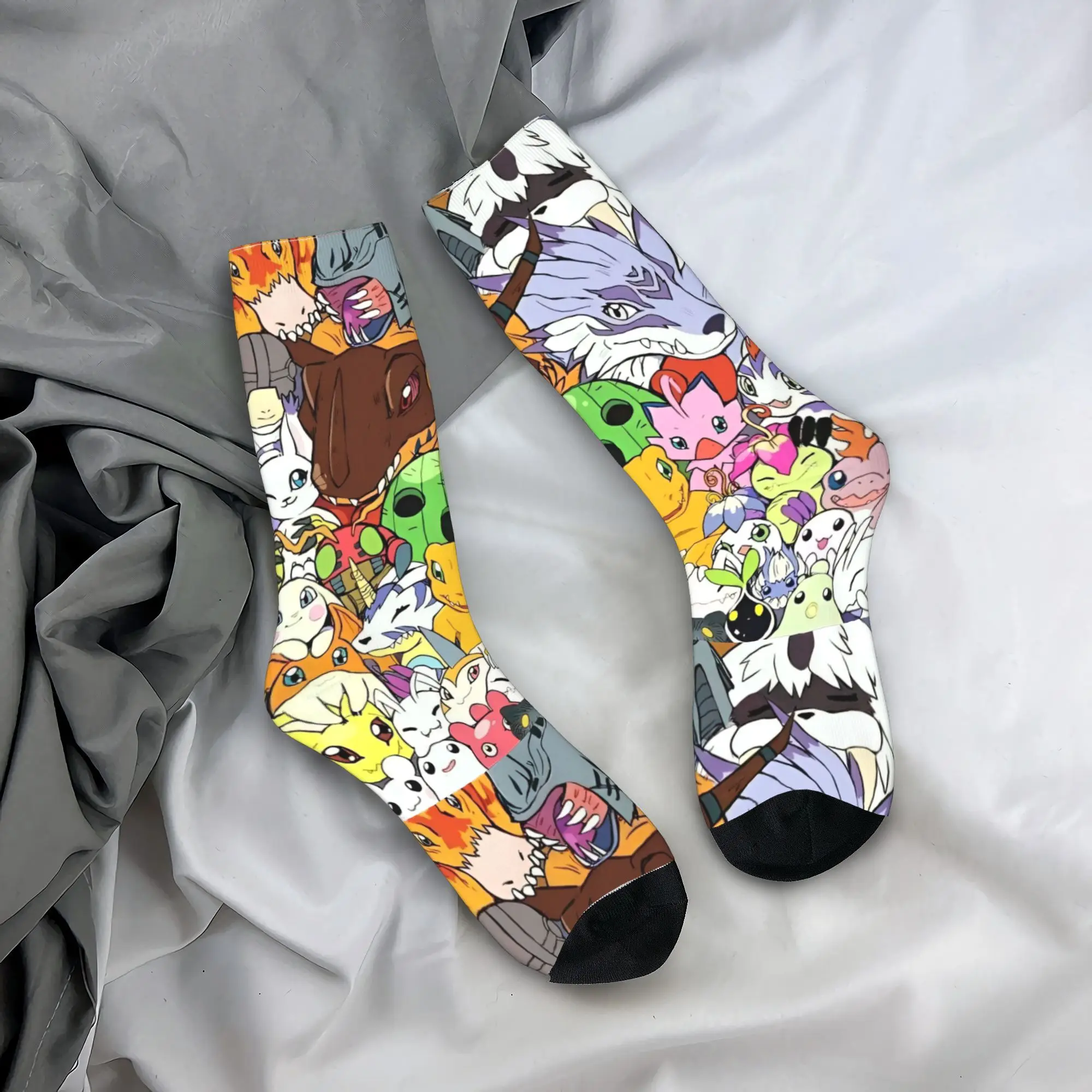 Digimon Cartoon Adventure Winter Warm Cool UnisexSocks Digital Monster Anime Non-slip Football Socks