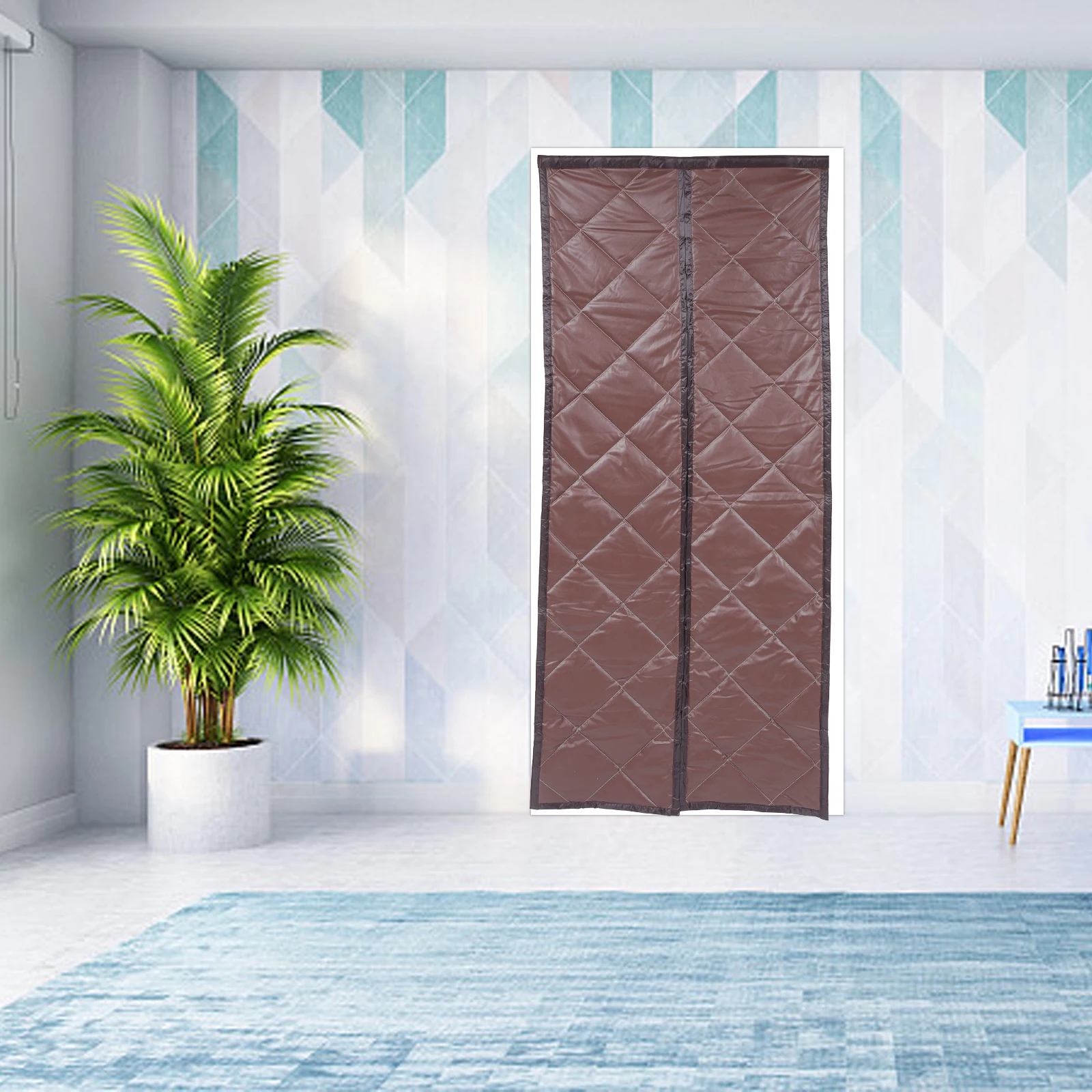 

Winter Home Door Curtain 85cmx200cm Coffee PU Windproof Thermal Insulation Curtains Thicken Magnetic Strips Sealed Edge Heat