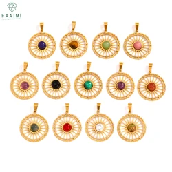 Natural stone 18K stainless steel chalcedony, red agate, green emerald, Dongling pendant for ladies and gentlemen