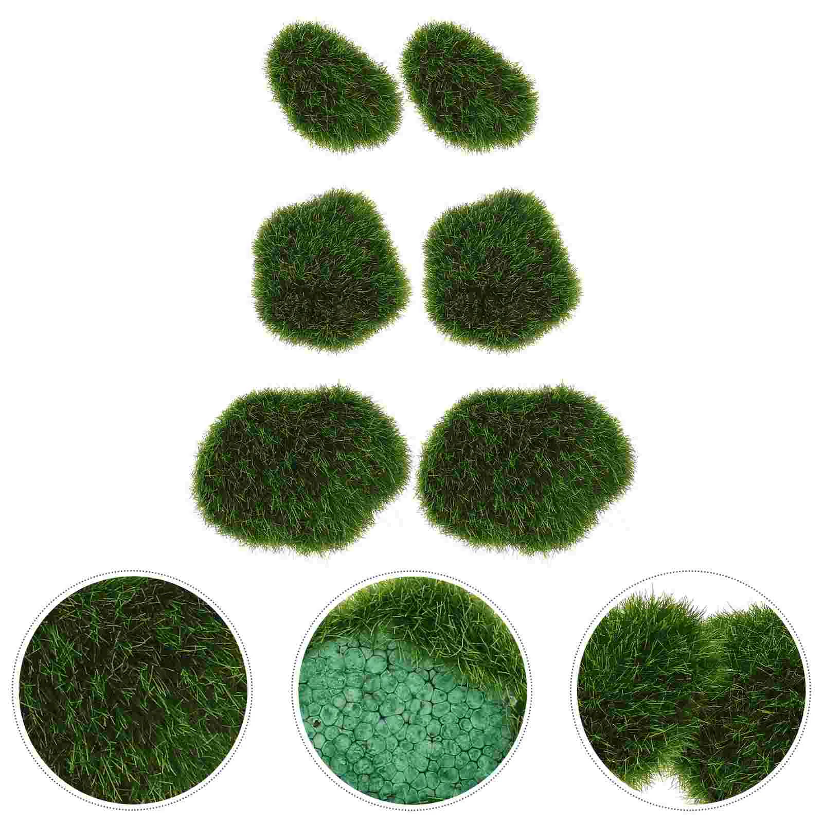 

6 Pcs Succulents Plants Artificial Moss Stone Balls Micro Landscape Stones Imitated Faux